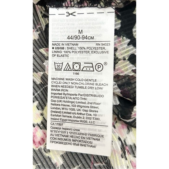 Banana Republic Medium Black Micro Floral Striped Smocked Ruffle Blouse - Picture 10 of 11